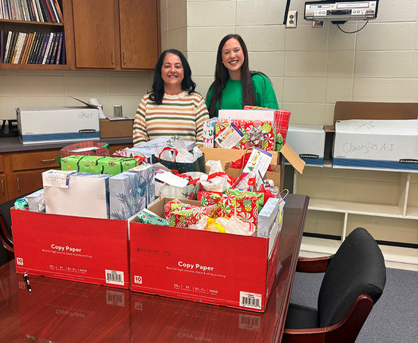 presents being delivered to high school